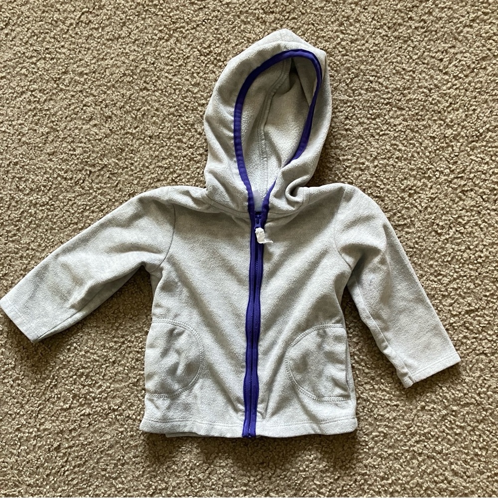 Carter's Gray and Purple Zip Up Fleece Hoodie